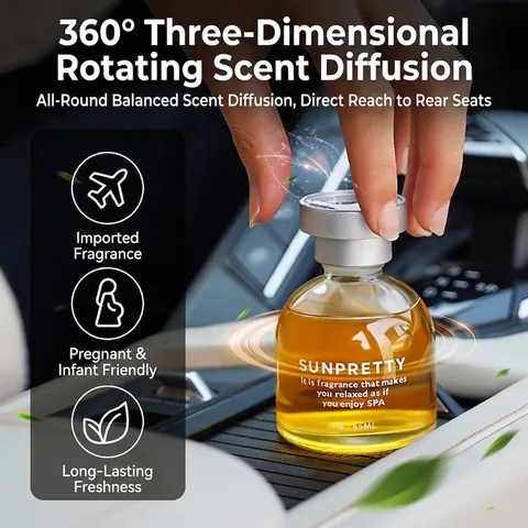 Car Air Freshener Glass Bottle Essential Oil Diffuser Rotary Automotive Odor Remover Interior Fragrance Ornament