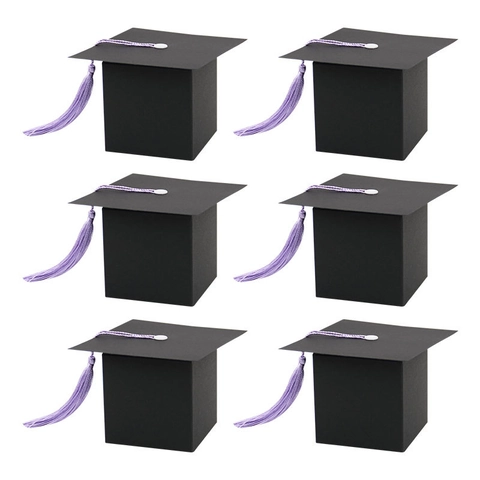Graduation Cap Candy Box Paper Mortarboard Gift Boxes With Tassel For Graduation Party Celebration Souvenir Packaging Favor