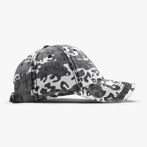 Casquette De Baseball En Coton Lavé Imprimé Camouflage Léopard Boucle Réglable Style Vintage Protection Solaire Homme Femme
