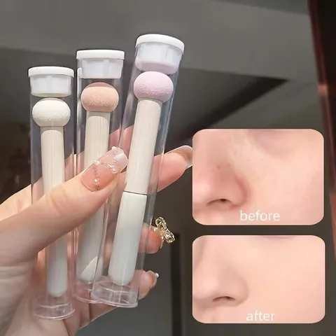 Mushroom Head Concealer Brush Round Sponge Tip Portable Makeup Tool With Storage Tube For Blemishes Dark Circles
