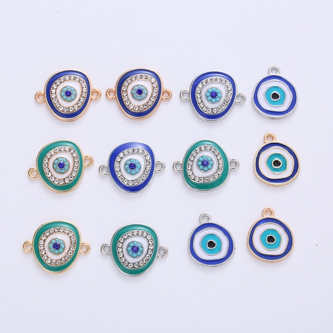 Evil Eye Legierung Emaille Charms Strass Verbinder DIY Schmuckherstellung Anhänger Bohème Stil Damen