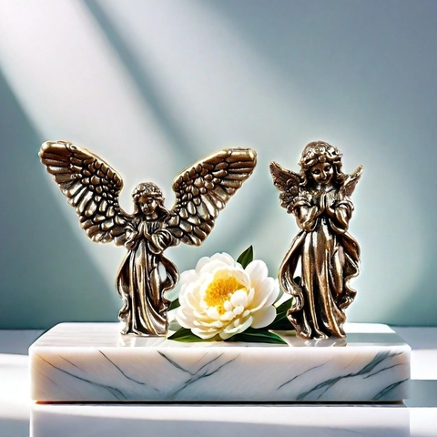 Mini Engel Figuur Retro Messing Legering Vleugels Biddend Standbeeld Bureau Ornament Vintage Home Decor Sculptuur