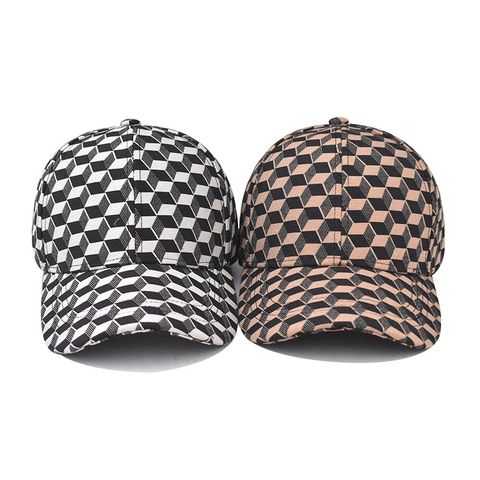 3D Geometrisches Würfelmuster Baseball Cap Baumwolle Outdoor Mode Verstellbarer Curved Brim Hut Für Herren Damen
