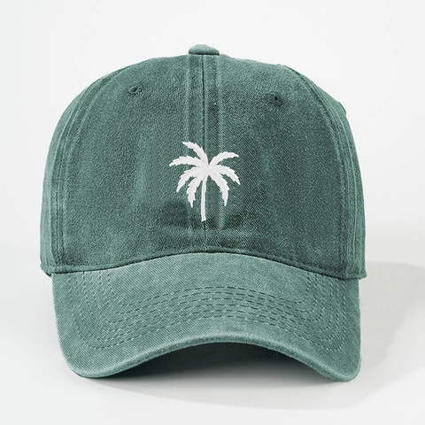 Casquette De Baseball Lavée Broderie Cocotier Rétro Ajustable Peaked Dad Hat Vintage Casual Chapeau De Soleil