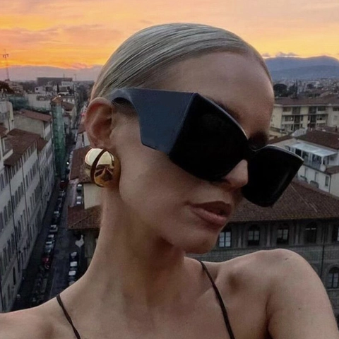 Oversized Square Sunglasses PC Frame AC Lens UV400 Thick Temples Retro Punk Hip Hop Fashion For Women Men
