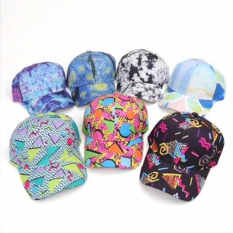 Baseball Cap Cotton Polyester Sun Protection Adjustable Starry Night Geometric Print Retro Outdoor Sport Hat