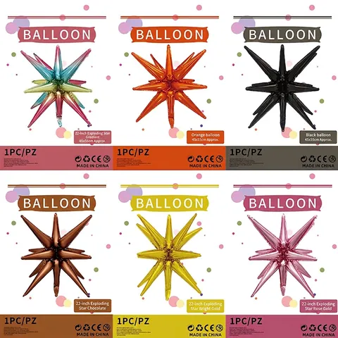Starburst Foil Balloon Explosion Star Metallic Pointy Cone Shape For Wedding Birthday Anniversary Party Decorations