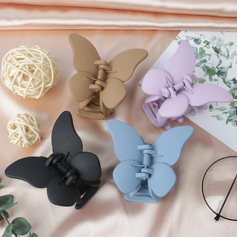 Butterfly Hair Claw Clip Matte Glossy Plastic Hair Accessory Strong Hold Elegant Styling For Women Girls