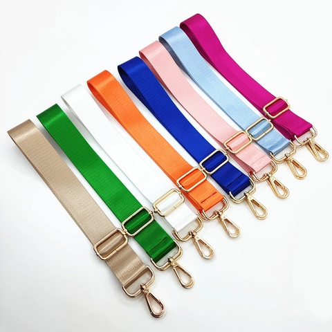 Adjustable Bag Strap Wide Nylon Solid Color Replacement Shoulder Crossbody Belt With Metal Buckles Functional