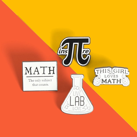 Math Science Enamel Pins Alloy Pi Symbol Lab Flask Brooch For Teachers Students Creative Academic Badge Pin Gift