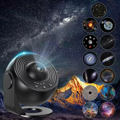 Galaxy Sterren Projector Nachtlampje Roterende Planetarium Lamp Slaapkamer Kinderkamer ABS Focus Stil Timer Filmstrips