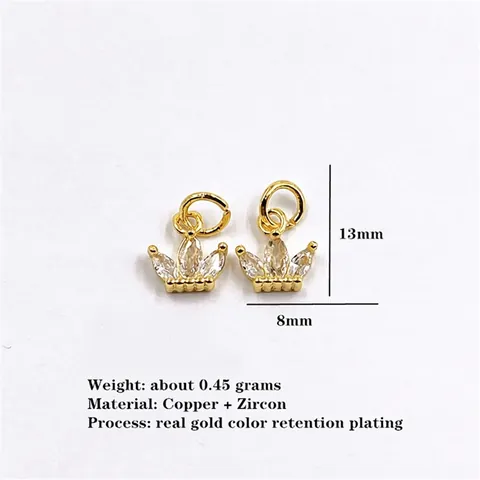 Ciondolo Corona Rame Micro Pavè Zircone Colorato Accessori Per La Creazione Di Gioielli DIY Elegante