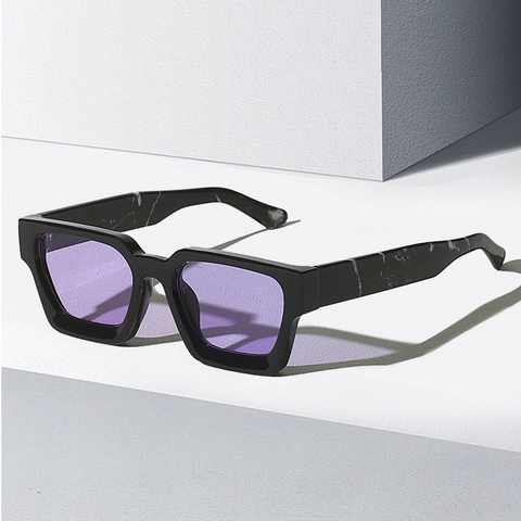 Gafas De Sol De Marco Cuadrado De Moda Protección UV400 Material PC Estilo Retro Patilla Mármol Hombres Mujeres
