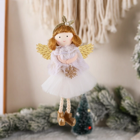 Ornamenti Per Bambole Angelo Di Natale Peluche Maglia Ali Di Paillettes Ciondolo Appeso Decorazione Albero Delle Feste Simpatica Figura Di Ragazza Dei Cartoni Animati