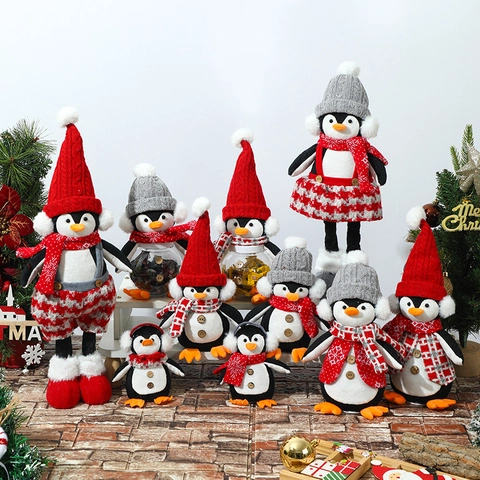 Ornamento Pinguino Di Natale Bambola Di Peluche Luminosa Maglia Decorazione Casa Regalo Barattolo Di Caramelle Corona