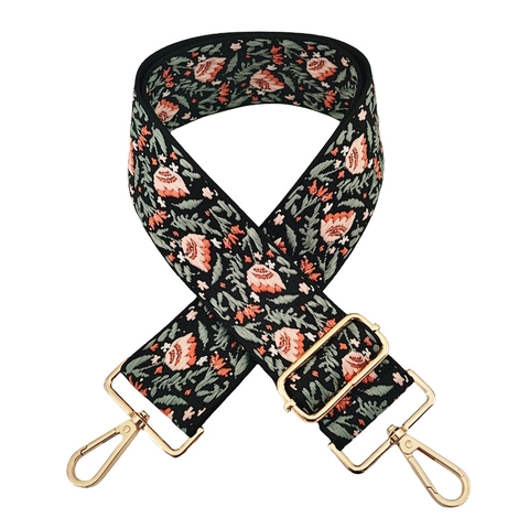 Adjustable Wide Bag Strap Replacement Ethnic Jacquard Embroidered Fabric Shoulder Belt For Handbags Crossbody Bags Retro Style