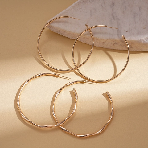 Orecchini A Cerchio Tondi Geometrici Intrecciati Lisci Placcati Oro Rame Con Perno In Argento Sterling 925 Per Donna