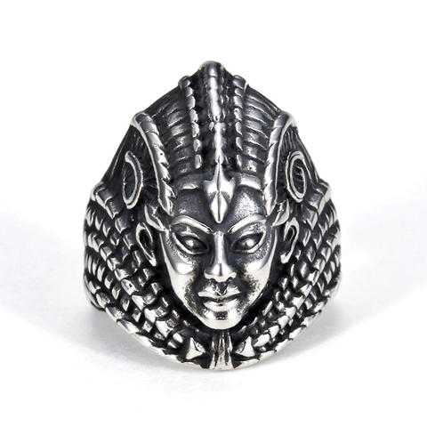 Vintage Egyptische Farao Ring Roestvrij Staal Punk Rock Gepolijste Sieraden Voor Mannen Antiek Zilveren Afwerking