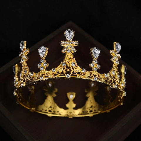 Barock Hochzeit Krone Für Braut Legierung Strass Tiara Schleife Luxus Kopfschmuck Für Geburtstag Party Damen Schmuck Geschenk