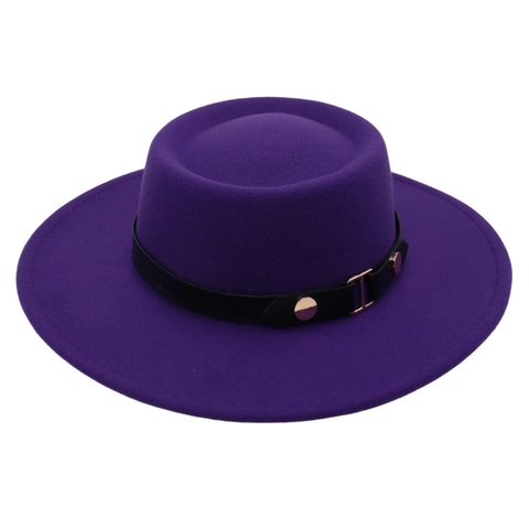 Chapeau Boater À Bord Large Sommet Plat Feutre De Laine Style Français Vintage Hepburn Élégant Rétro Décoration De Boucle De Ceinture