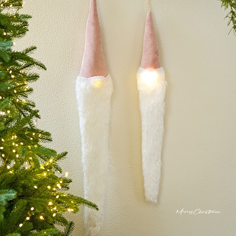 Adorno Colgante Gnomo De Navidad LED Brillante Barba Larga Nórdico Sombrero Puntiagudo Franela Piel Sintética Hogar Pared Árbol Decoración
