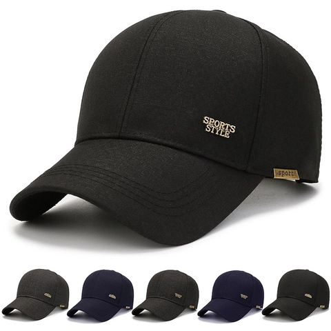 Men Baseball Cap Cotton Canvas Curved Brim Sun Protection Outdoor Casual Adjustable Metal Tag Sports Style