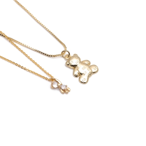 Collana Con Ciondolo Orsetto Catena Box Oro Placcato Rame Con Zircone Gioielli Regalo Per Donne Ragazze