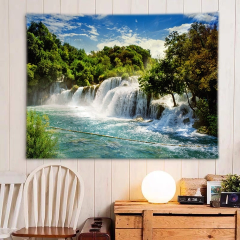 Arazzo Paesaggio Naturale Cascata Tessuto Poliestere Decorazione Parete Stampa Digitale 3D Per Camera Da Letto Soggiorno Dormitorio