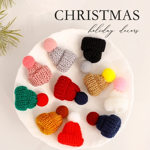 Mini Cappelli Di Natale A Maglia Pom Pon Piccoli Cappelli Di Lana Decorativi Per Accessori Per Bambole DIY