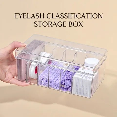 Acrylic Eyelash Extension Storage Box Dustproof Multi Compartment Transparent Makeup Tool Organizer Desktop Case