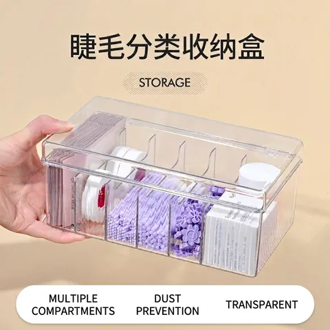 Scatola Per Extension Ciglia In Acrilico Antipolvere Multi Scomparto Organizer Per Trucco Trasparente Da Scrivania