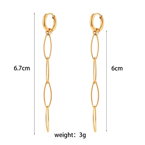 Minimalistische Edelstahl Lange Kettenglieder Hängeohrringe Für Damen Vergoldeter Geometrischer Industriestil Schmuck Geschenk