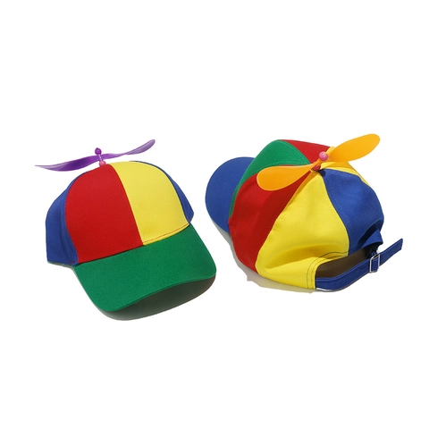 Berretto Da Baseball Con Elica In Cotone Blocchi Di Colore Staccabile Cappello Elicottero Accessorio Per Feste Adulti
