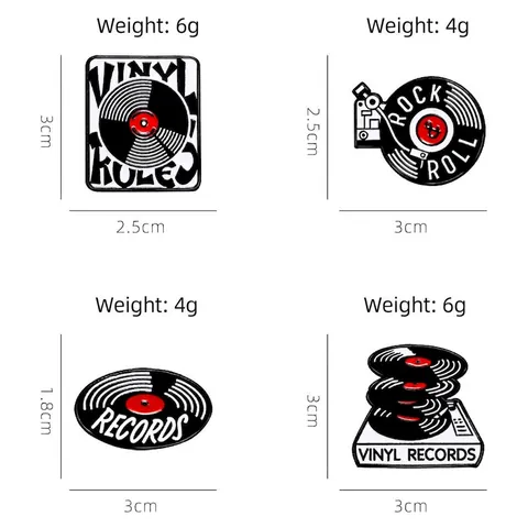 Retro Vinyl Record Enamel Brooch Vintage Music Theme Zinc Alloy Badge For Clothes Bag Decor Rock And Roll Style