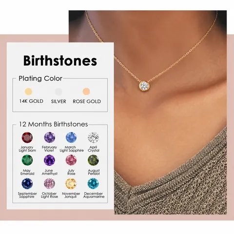 Edelstahl Runde Strass Anhänger Halskette Für Damen Minimalistisch Geburtsstein Schlüsselbein Kette Gold Silber Schmuck Geschenk