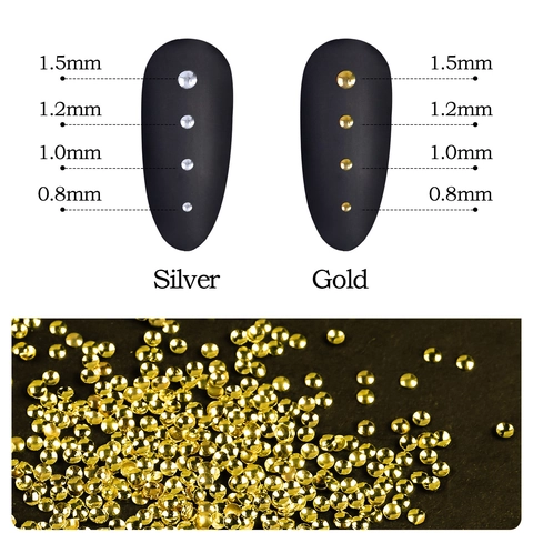 Borchie In Metallo Per Nail Art Mini Rivetti Tondi Lega Lucida Oro Argento Accessori Per Manicure Fai Da Te Decorazioni Professionali