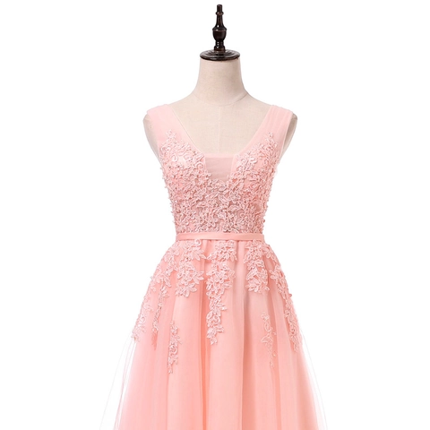 Abito Da Ballo Corto In Tulle Con Perline E Applique In Pizzo Senza Maniche Con Scollo A V Da Donna
