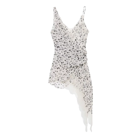 Polka Dot Lace Trim Camisole Asymmetrical Hem Chiffon V Neck Sexy Sweet Sleeveless Tank Top For Women