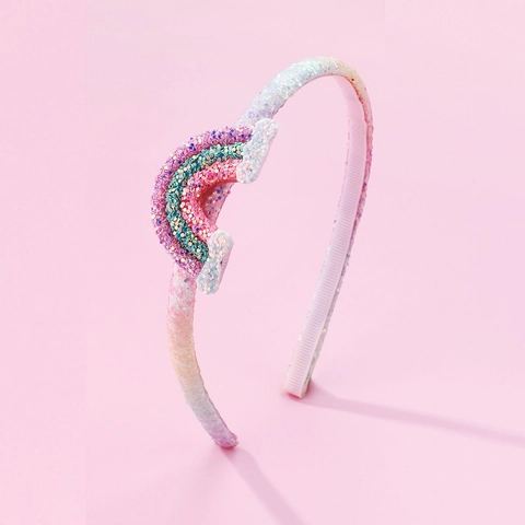 Kids Rainbow Glitter Headband Pink Gradient Sequin Sparkly Hair Accessory For Girls Cute Cloud Headband Birthday Party Gift