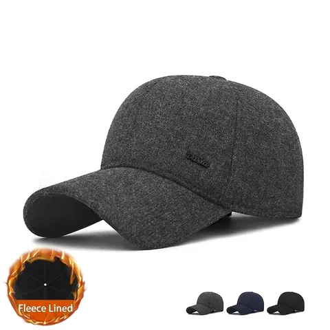 Winter Herren Baseballkappe Verdickte Baumwolle Polyester Fleecegefütterte Ohrenschützer Gehörschutz Warme Wollstruktur Schirmmütze