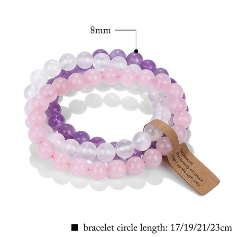 Set di Bracciali in Perle di Pietra Naturale per Donna Uomo Perle Rotonde Elastico Gemma Energia Yoga Gioielli Regalo