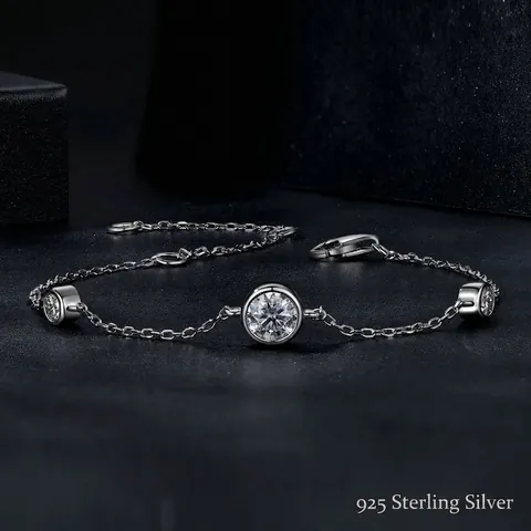 S925 Sterlingsilber Moissanit Armband Für Damen Elegante Sternenklas Zargenfassung Kette Armband Mode Pendeln Schmuck
