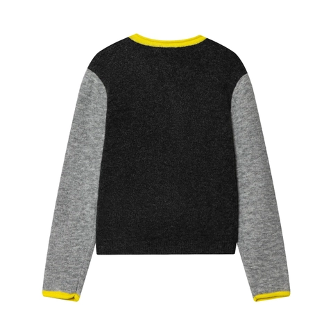 Cárdigan De Punto Color Block Suéter Cuello Redondo Con Botones Manga Larga Streetwear Casual Top De Punto Para Mujeres