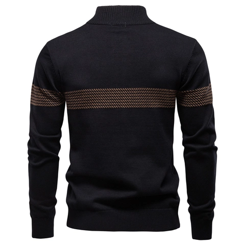 Heren Trui Opstaande Kraag Halve Rits Lange Mouwen Katoenmix Business Casual Slim Fit Gebreide Top