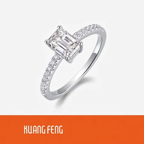 925 Sterlingsilber Moissanit Ring Smaragdschliff Funkelnd High End Verlobungs Hochzeit Ring Für Damen Schmuck Geschenk
