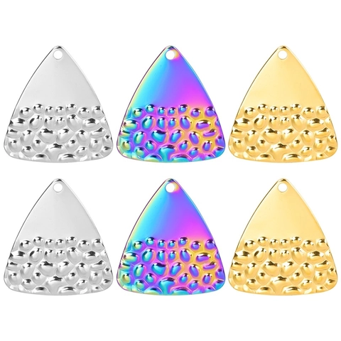 Colgante Triangular Acero Inoxidable Chapado En Oro 18K Textura Martillada DIY Creación Joyas Accesorio Pulido Espejo Para Collar