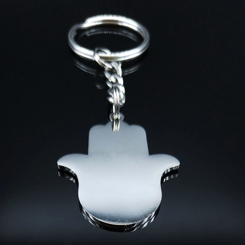 Edelstahl Hand der Fatima Schlüsselanhänger Silber Böser Blick Schutz Amulett Mystisch Schlüsselring Mode Schmuck Zubehör Geschenk