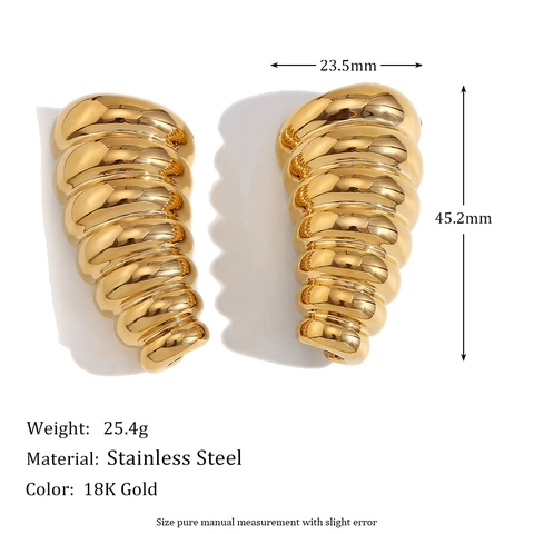 Vintage Spiral Chrysalis Ohrstecker 18K Vergoldeter Edelstahl Orientalischer Stil Für Frauen