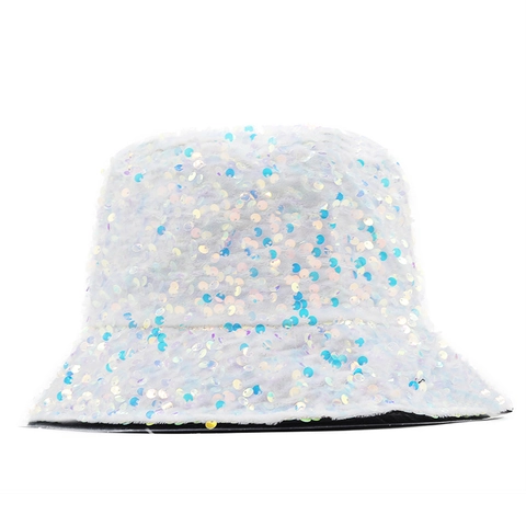 Cappello Da Pescatore Con Paillettes Moda Cotone Luccicante Protezione Solare Party Hip Hop Per Uomo Donna