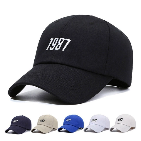 Casquette De Baseball Coton Broderie 1987 Protection Solaire Sport Extérieur Décontracté Ajustable Chapeau À Visière Courbée Pour Hommes Femmes